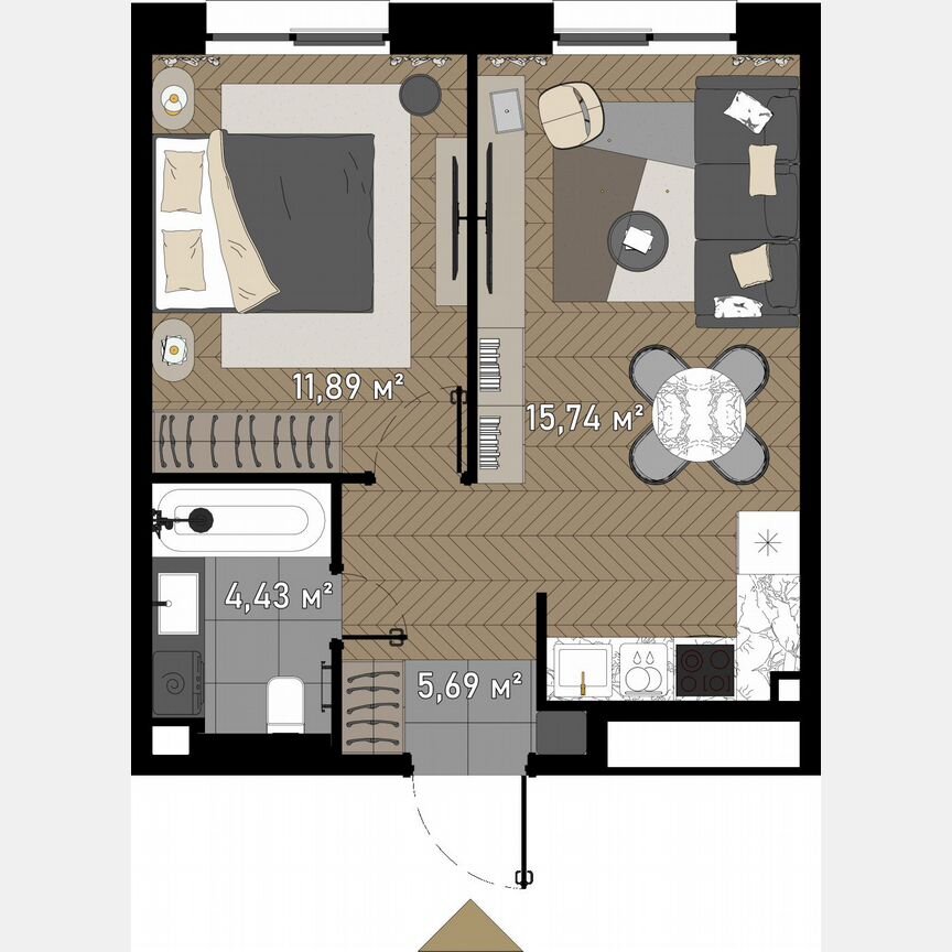 1-к. апартаменты, 39,2 м², 20/23 эт.