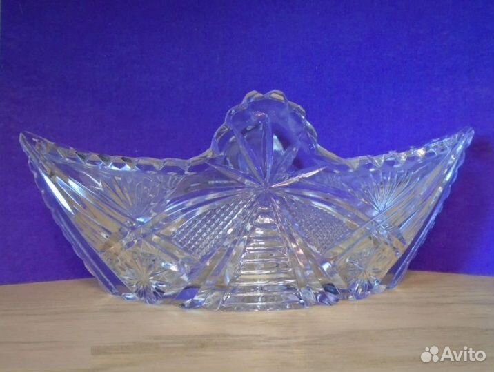 Хрусталь СССР. Салатница, конфетница Лодочка Ладья