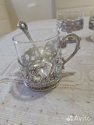 Подстаканник со стаканом и ложечкой Rosenberg,ГДР