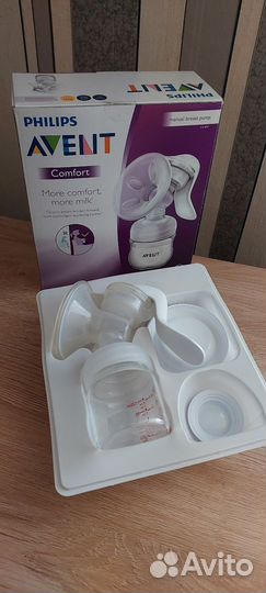 Молокоотсос avent ручной со стеклянной бутылочкой
