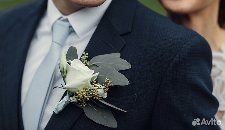 Мужской костюм тройка темно-синий