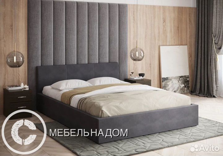 Кровать с мягким изголовьем