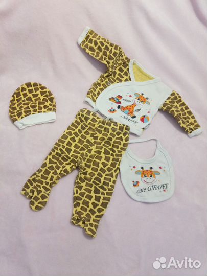 Набор костюмчик,шапочка,слюнявчик 1-3 месяца