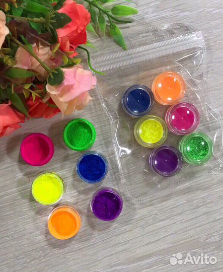 Пигменты для дизайна ногтей неоновые
