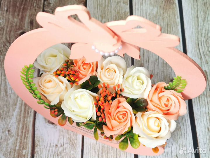 Подарок, мыльные букеты, мыльные цветы