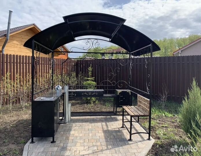 Мангал лофт с крышей