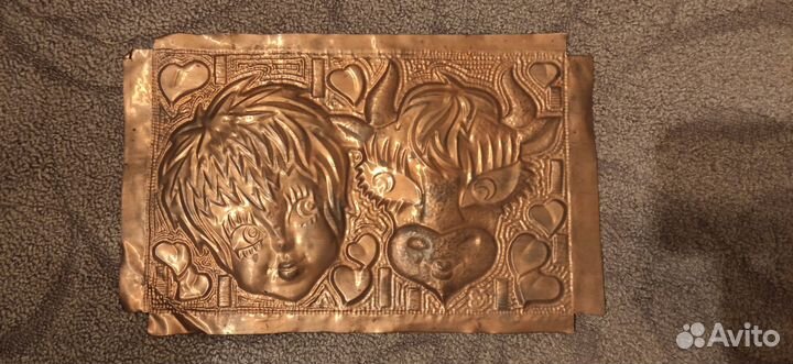 Панно СССР чеканка Писающий мальчик и Мальчик и ко