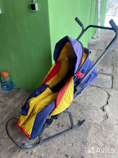 Детские санки коляска на колесах