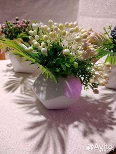 Искусственная зелень в кашпо/ручная/работа