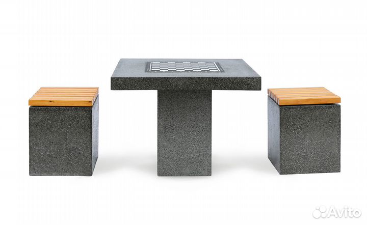 Уличный шахматный стол из камня 90х90 см