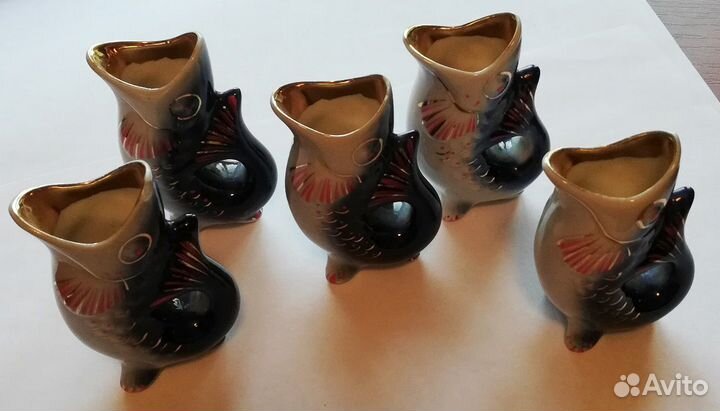 Графин, рюмки, сервиз «Семейство карпов», синий