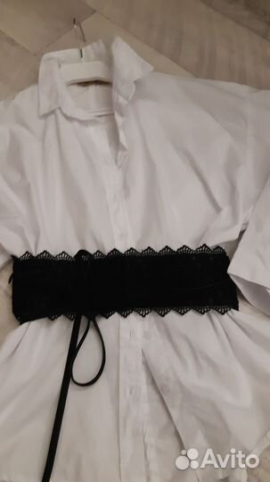 Блузка рубашка оверсайз +пояс-кушак