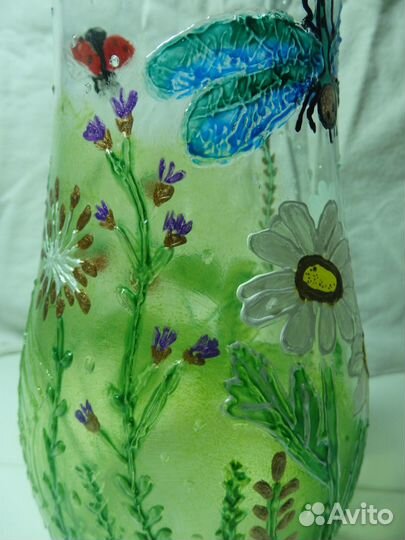 Ваза витражная роспись