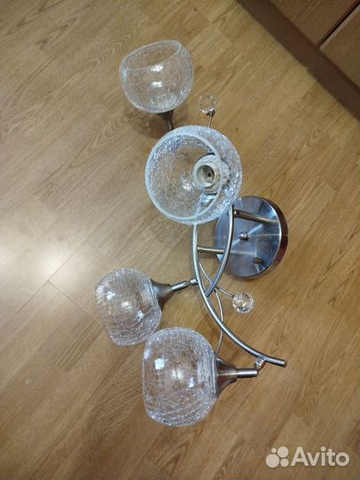Люстра потолочная бу плаоны стекло, 4 штуки