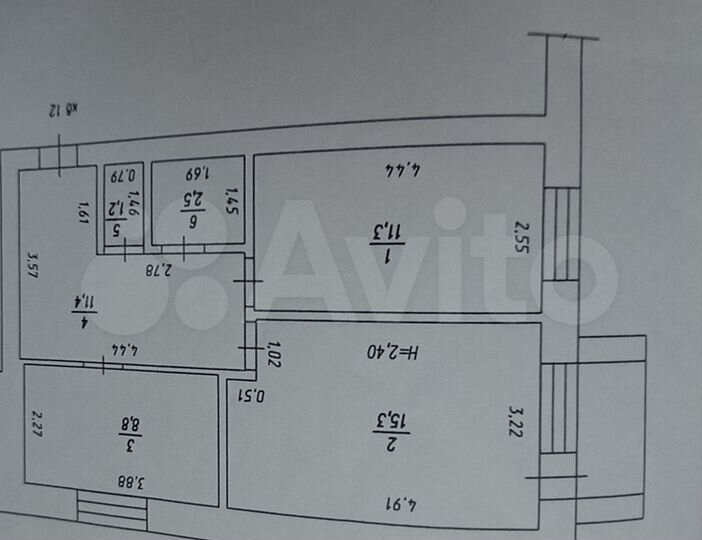 2-к. квартира, 50 м², 1/2 эт.