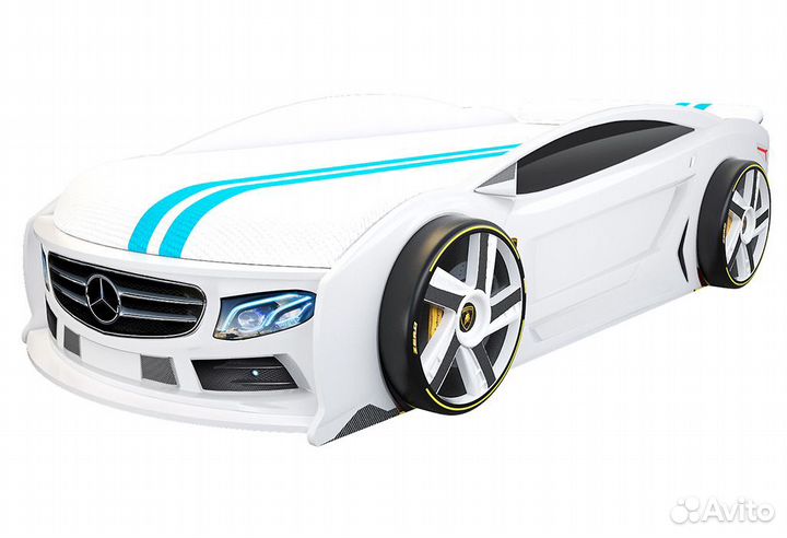 Кровать Мерседес с подъемным матрасом белая