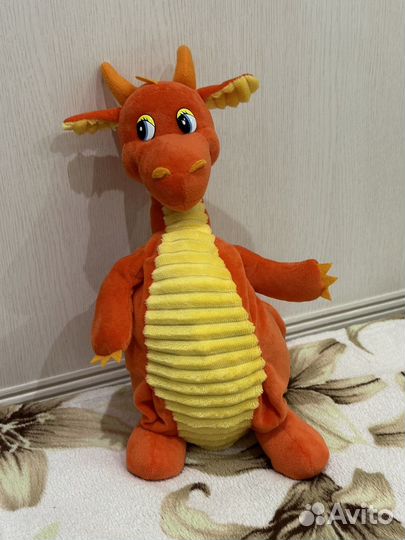 Детская мягкая игрушка дракон с карманом