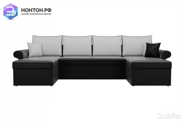 Диван п-образный дельфин Милфорд экокожа черная