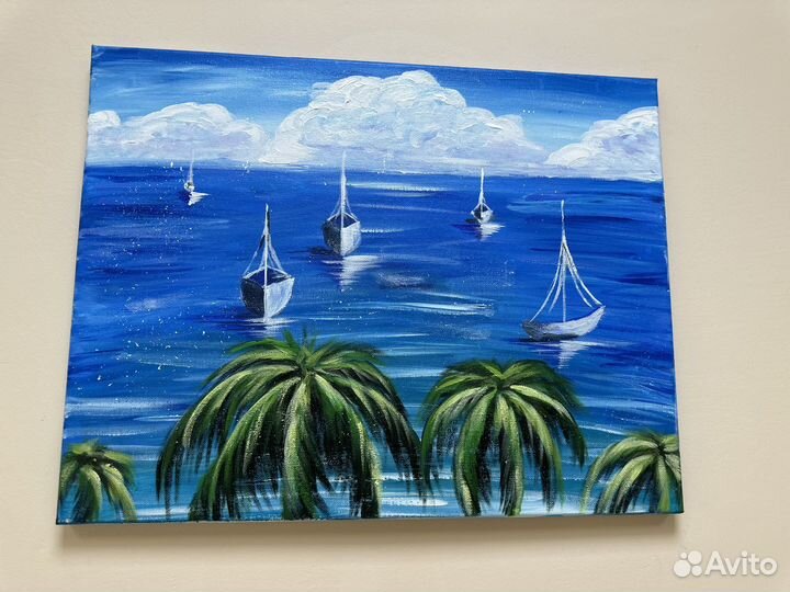 Картина средеземное море, пальмы
