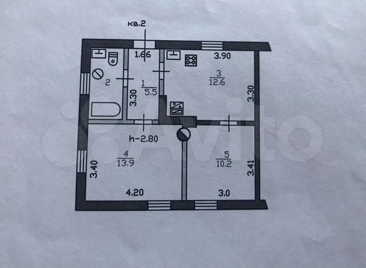 2-к. квартира, 46,5 м², 1/1 эт.