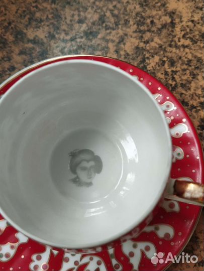 Кофейная пара костяной фарфор Япония оригинал