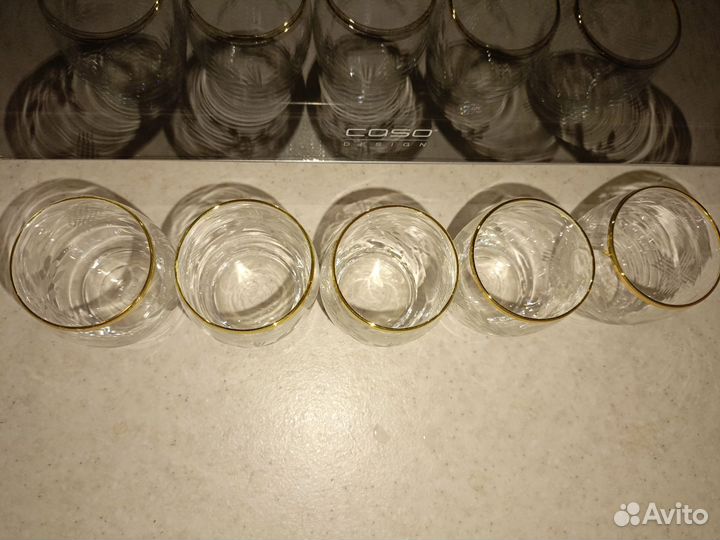 Стопки алмазная резьба 35 мл золотой ободок