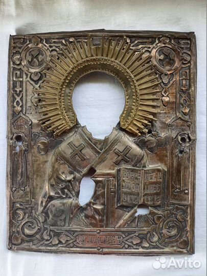 Оклад старинный к иконе Николай Чудотворец