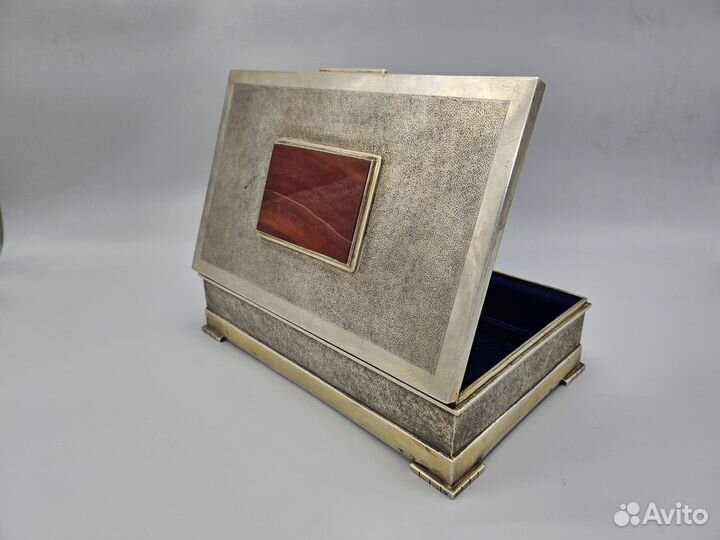 Шкатулка серебро 800 Германия яшма
