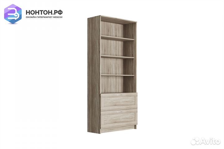 Стеллаж Сириус дуб сонома с двумя ящиками