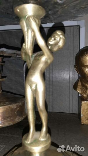 Фруктовница позднего ссср, латунь, хрусталь