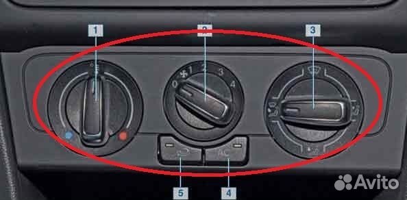 Кнопки регулировки печки Volkswagen Polo (к-т 3шт)