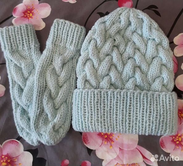 Комплект шапка, снуд, варежки