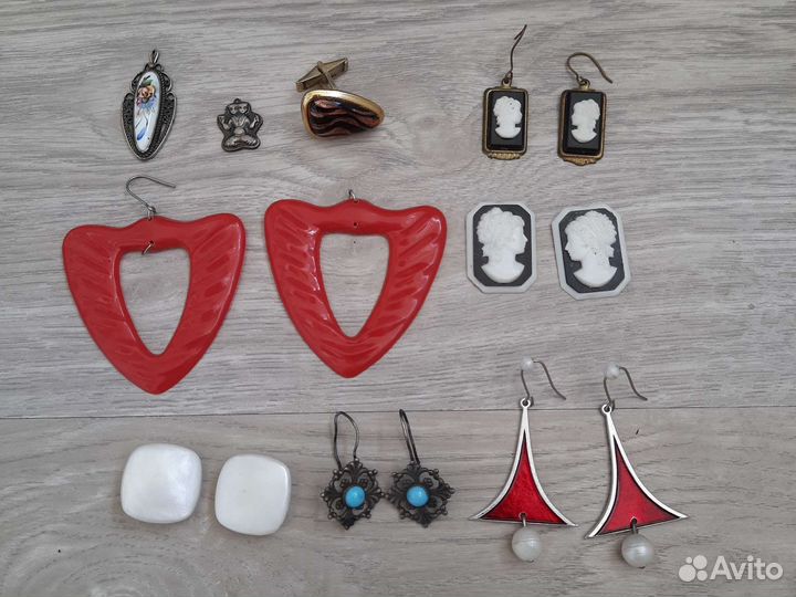 Броши и серьги СССР бижутерия