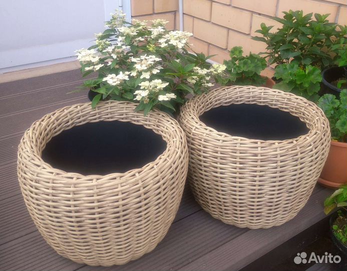 Кашпо горшок для цветов корзина из ротанга