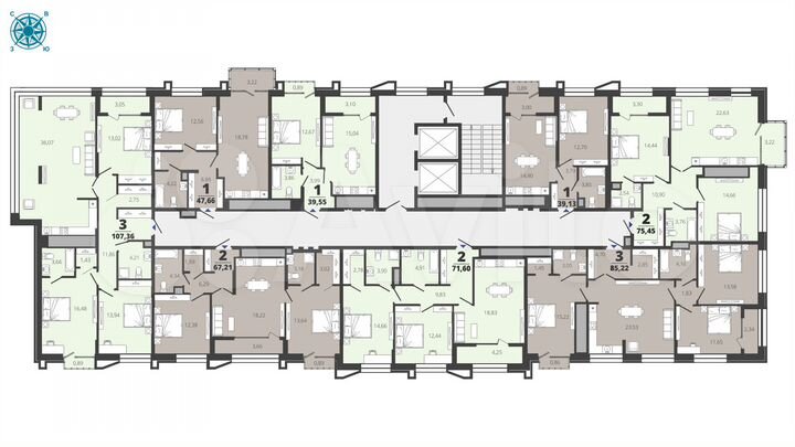 2-к. квартира, 75,5 м², 17/19 эт.