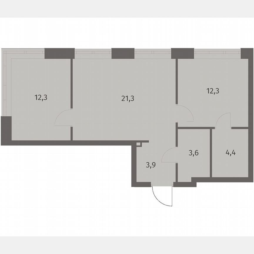 2-к. квартира, 57,7 м², 3/11 эт.