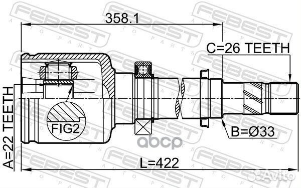 Шрус внутренний прав 2411kaniirh Febest