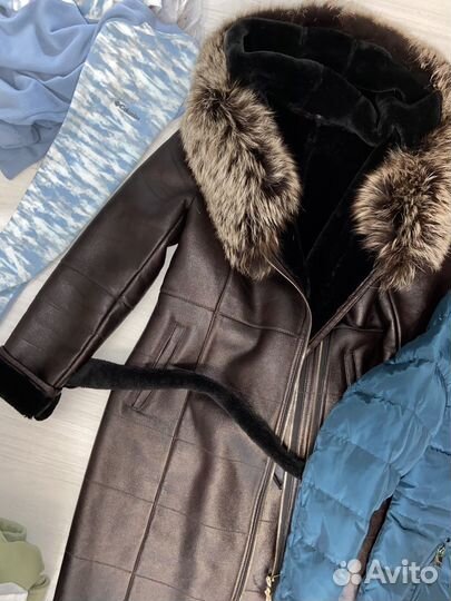 Дубленка натур пуховик худи джоггеры пакетом 44 р