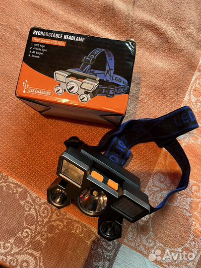Новый налобный аккумуляторный фонарик