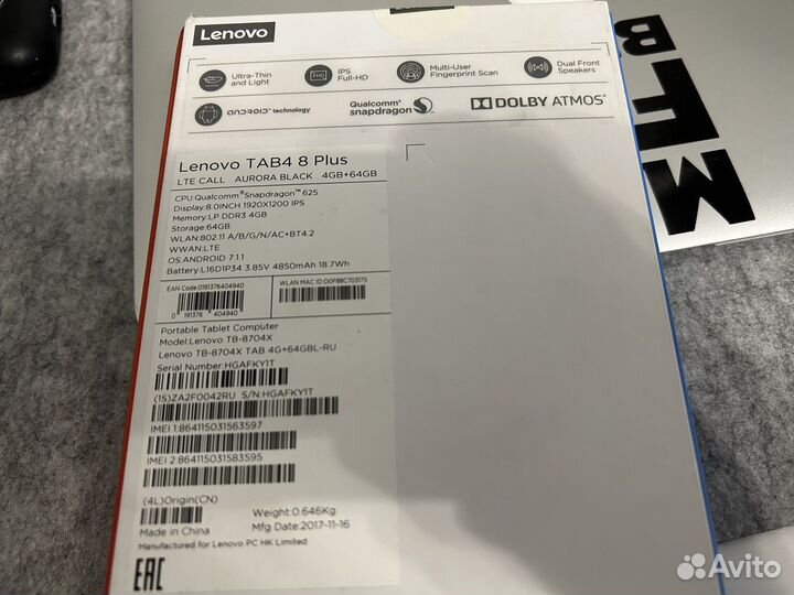 Lenovo Tab4 8 plus 4/64/625