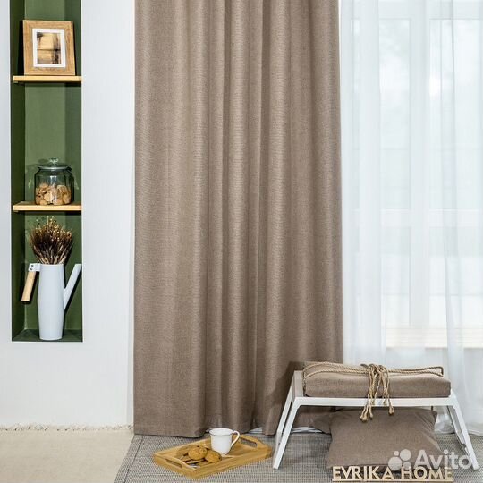 Блэкаут шторы Массимо Песочный готовые и на заказ