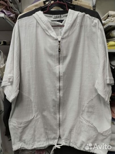 Блуза лен хлопок на замке 2XL
