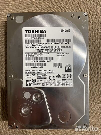 Toshiba hdd жеский диск 2tb