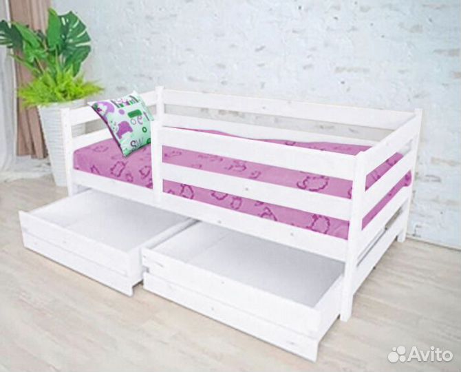 Кроватка софа эко детская высокий борт берёза