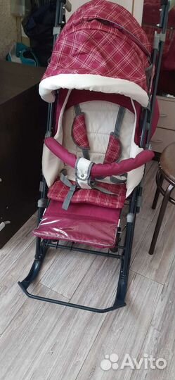 Детские санки коляска с колесами