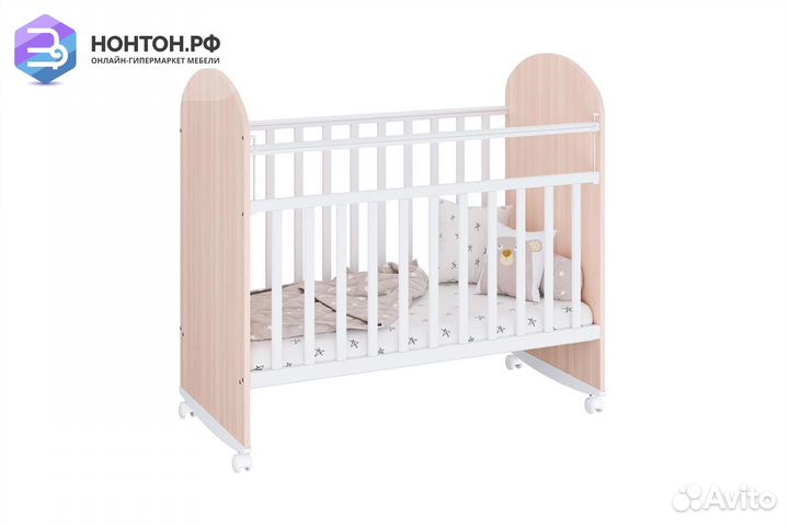 Кроватка детская Фея 701 дуб пастельный-белый