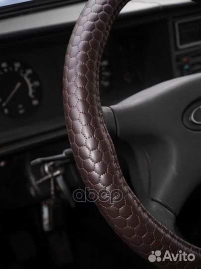 Оплетка на руль искусственная кожа с тиснением