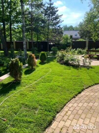 Укладка рулонного газона+Ландшафт участка под ключ