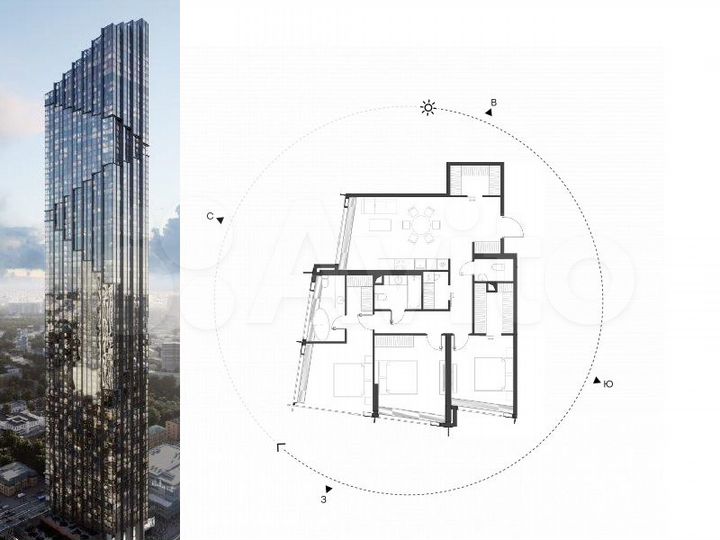 3-к. квартира, 117 м², 9/85 эт.