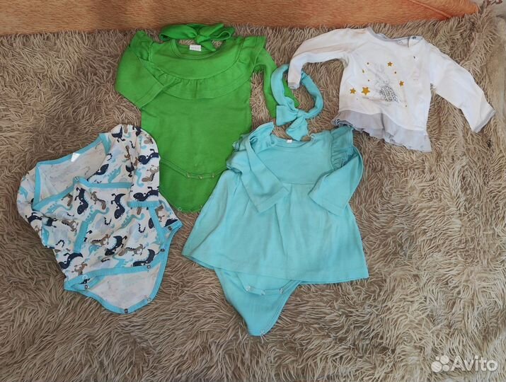 Большой пакет вещей на девочку 74